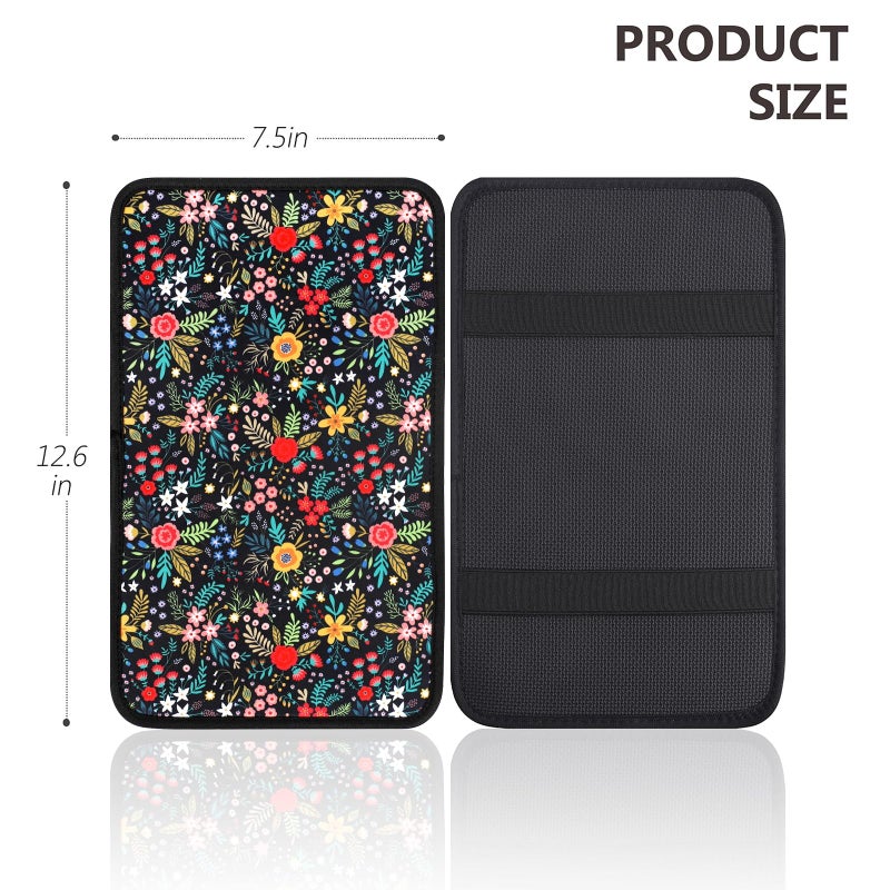 YR Vehicle Center Console Armrest Cover Pad, Universal Fit Soft Comfort Center Console Armrest Cushion for Car, Stylish Pattern Design Car Armrest Cover, Lotus - Image 3